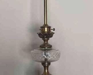 Brass Glass Table Lamp With Milk Glass Shade