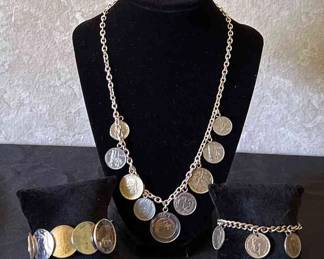 Coins Made Into Bracelets A Necklace
