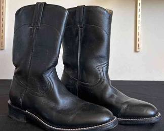 Cowtown Black Leather Cowboy Boots