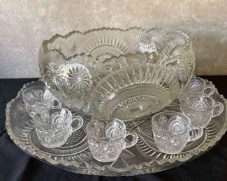 Daisy Punch Bowl Set With 12 Cups Underplate