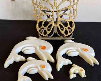 Dolphin Decor Brass Butterfly Books Holder