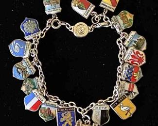 Enamel Travel Shield Charm Bracelet 