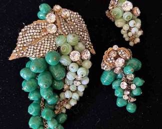 Miriam Haskell Brooch Matching Earrings