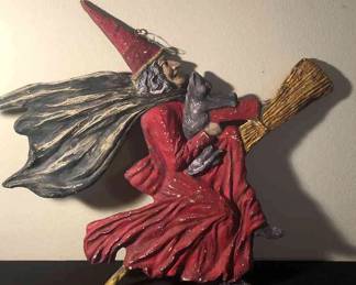 Vintage Witch On Broomstick Sign