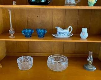 Assorted glassware and collectables.