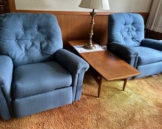 Pair of Lane Recliners MCM coffee table and lamp