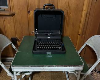 Children’s card table and chairs, Royal Arrow typewriter with case in amazing condition.