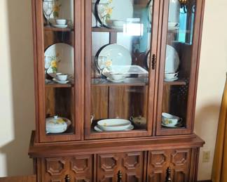 Bassett Furniture Industries Lighted China Hutch With Storage, 81" x 49" x 16"