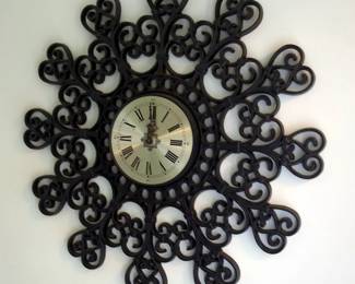 Mid Century 26" Battery Powered Wall Clock, And 26" Room Divider, Adjustable Height
