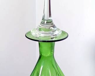 Art Glass Decanter With Stopper, 25" Tall