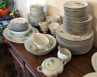 Seyei Cascade Pine Fine China 12-Place Setting, Including Cups, Saucers, Plates, Bowls, Creamer, Sugar, And More, Total Qty 102 Pieces

