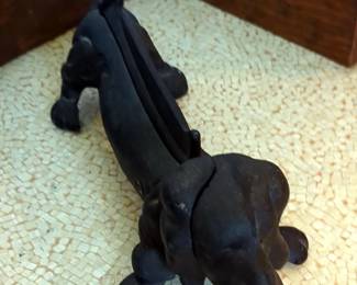 Cast Iron Dachshund Boot Scraper, Beetle Shoehorn, And Vinyl Shoehorn
