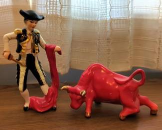 Mid Century Modern Vintage Matador And Bull
