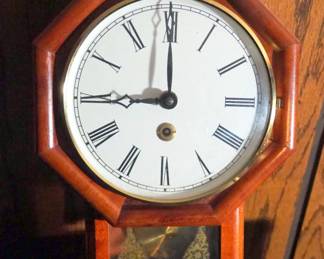 Vintage Live Edge Style Resin Wall Clock, 25.5" Tall, And Regulator Style Wall Clock, 12" Tall