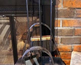 Fireplace Setting Accessories Including Metal Kindling Basket, Qty 2, Cleaning Tools, Matches And Match Holder