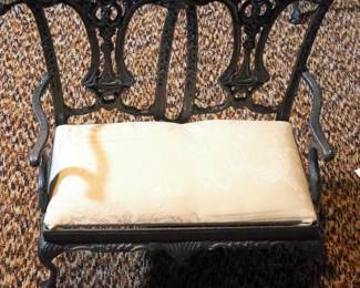 Doll Size Wrought Iron Sofa, 17" x 22.5" x 8", Loveseat, 17" x 15" x 8", And Arm Chairs, Qty 2, 17" x 8" x 8"
