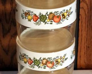 Pyrex / CorningWare "Spice Of Life" See N' Store Stackable Glass Cannisters, Qty 15, With One Extra Lid