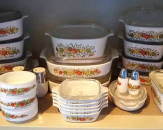 Pyrex / CorningWare "Spice Of Life" Dishes, Including Baking Dishes, 2, 1.5, And 1 Qt Casserole Dishes, And More