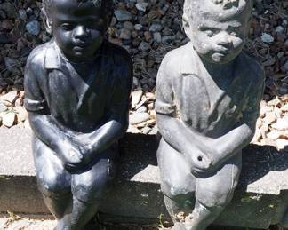 Outdoor Ceramic 18" Tall Sitting Boys Fishing, Qty 2