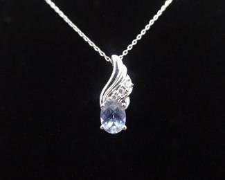 .925 Sterling Silver Rose Cut Amethyst Wing Pendant Necklace
