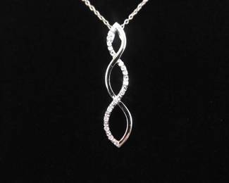 .925 Sterling Silver Diamond Accented Infinity Pendant Necklace
