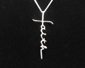 .925 Sterling Silver "Faith" Pendant Necklace
