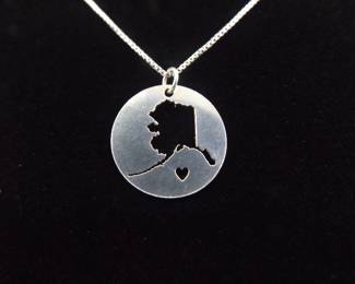 .925 Sterling Silver Alaska Silhouette Necklace
