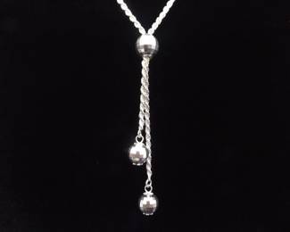 NEW .925 Sterling Silver Thick Disco Dangle Necklace
