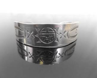.925 Sterling Silver Native American Open Cuff Bracelet

