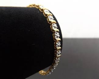 .925 Sterling Silver Diamond Accented Vermeil Bracelet
