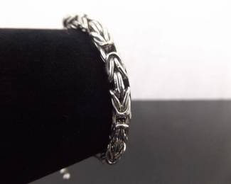.925 Sterling Silver Thick Link Adjustable Bracelet
