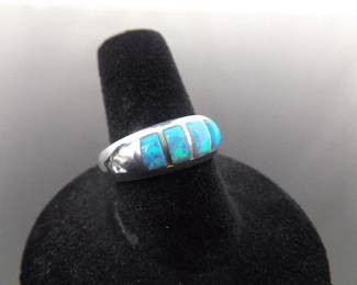 .925 Sterling Silver Opal Ring Size 8
