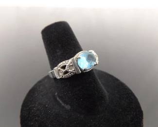 .925 Sterling Silver Topaz Ring Size 7
