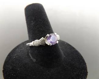 .925 Sterling Silver Amethyst Solitaire Ring Size 9

