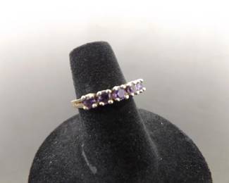 .925 Sterling Silver Amethyst Ring Size 5

