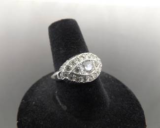 .925 Sterling Silver Evil Eye Zirconia Crystal Ring Size 8
