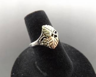 .925 Sterling Silver Black Hills Gold Ring Size 6
