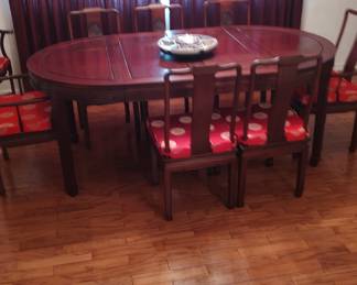 Rosewood dining room table seven chairs
800