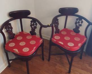 Pair of rosewood corner chairs 150.00