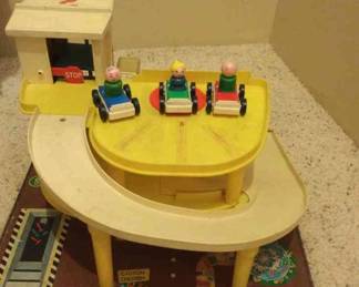  06 Fisher Price Racing Set And Wood Blocks