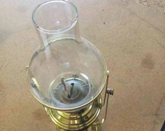 Brass And Glass Oil Lamp