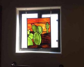 Cactus Stain Glass Window 