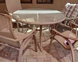 Outdoor Glass Table and Matching Chairs
