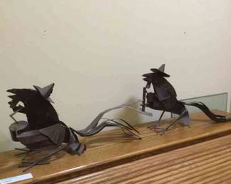 Two Large Metal Roosters 