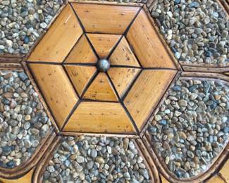 Set of 3 rattan side/end tables. Small pair: 12" x 15". Large rattan side/end table: Diameter 18" x height 18". Goes nicely with rattan sofa/couch pictured in other listing. 