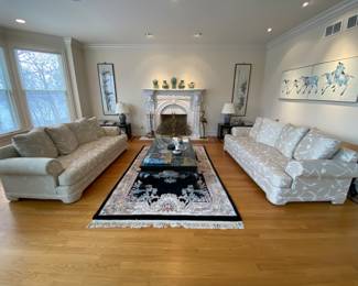 Pair of neutral sofas/couches. Buy 1 or buy the pair. Dimensions: Width 87" x  depth 36" x height 34" including back pillows.