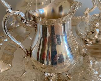 7-piece silver plated coffee/tea set with tray by Sheridan Taunton Silversmiths. 