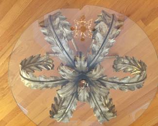 Glass top leaf motif coffee/side/end table. 