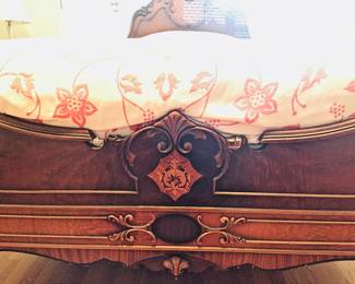 Beautiful French-style wood carved bed. Full size. Comes with headboard, footboard. Mattress not included.