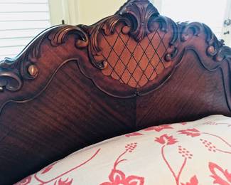 Beautiful French-style wood carved bed. Full size. Comes with headboard, footboard. Mattress not included.